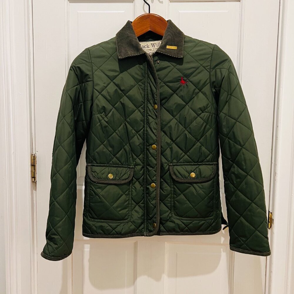 Jack Wills Dark Green Olive Nylon Quilted Jacket US 4 /UK 8 British Countryside